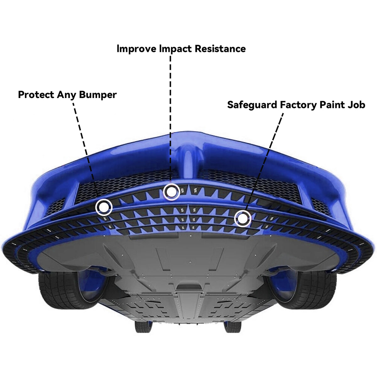 8-Piece Universal Car Front Bumper Guard and Chassis Protection Kit with Pre-Attached Anti-Scratch and Anti-Skid Features