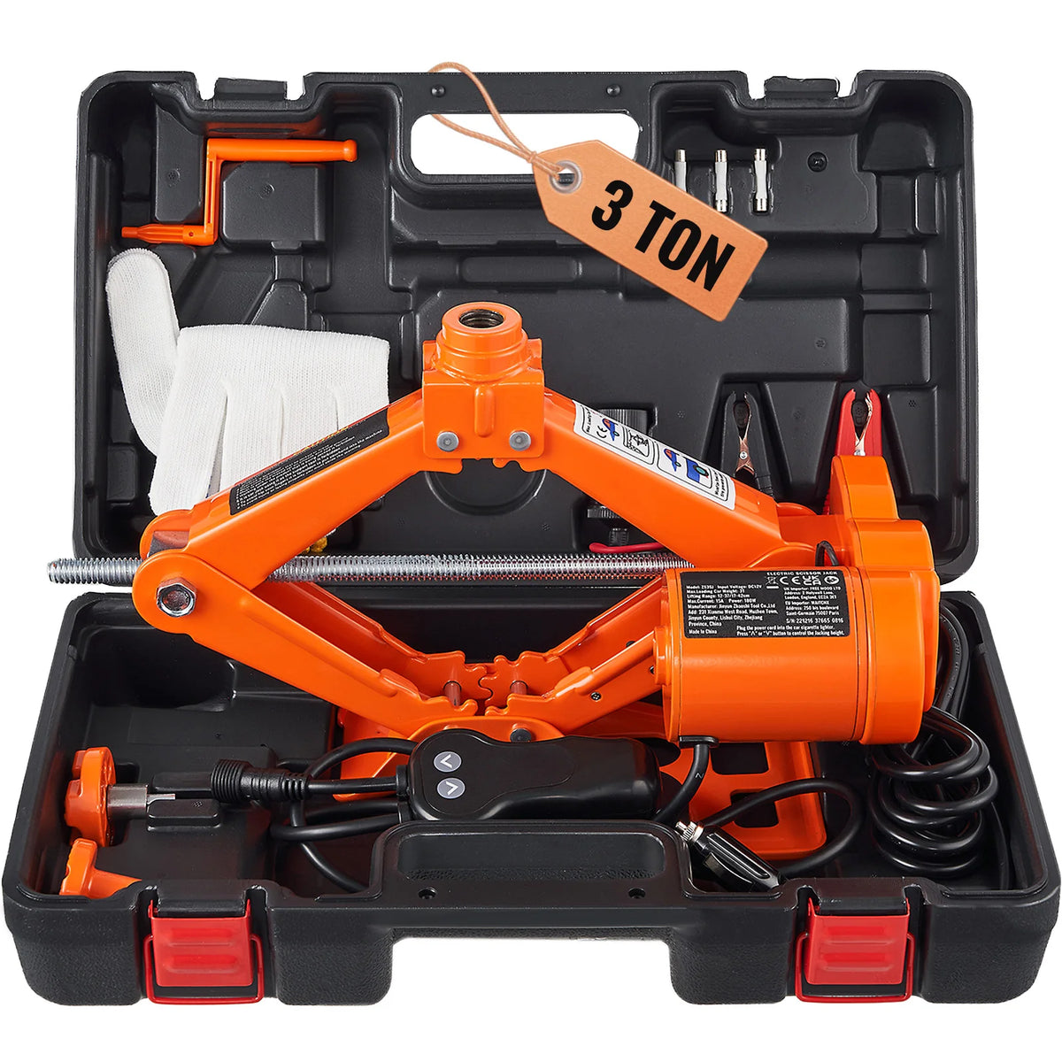 Succebuy 3 Ton (6600 lbs) 12V Electric Scissor Car Jack - Portable Tire Change Solution for SUVs, Trucks, and Sedans