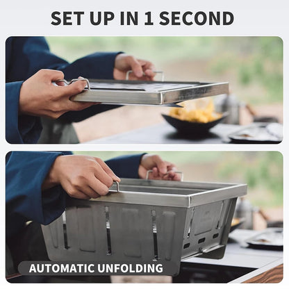Naturehike Portable Folding Charcoal Grill for IGT Table - Outdoor BBQ Rack with Tongs