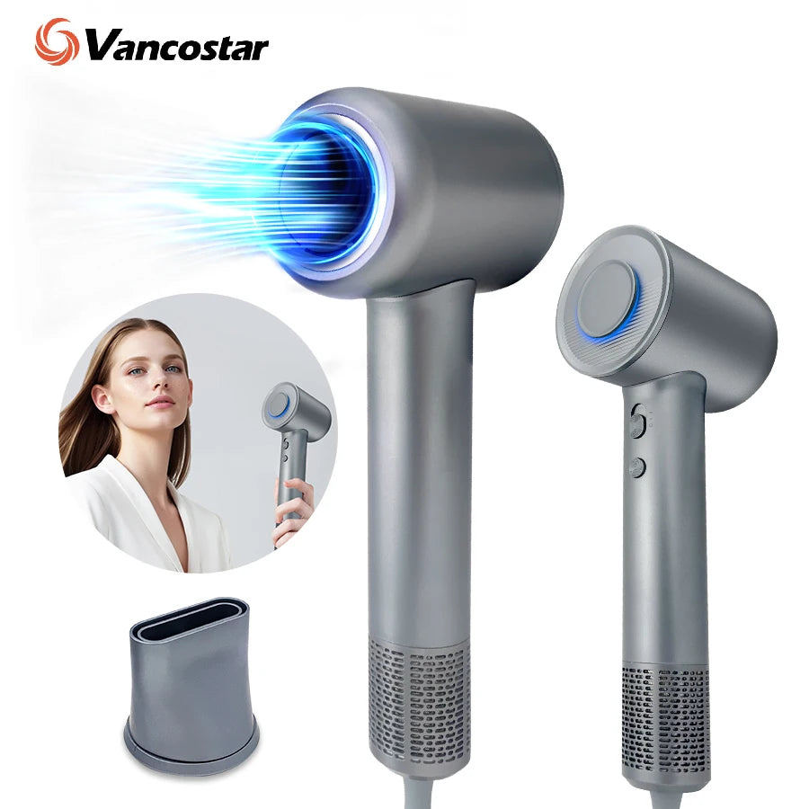 High-Speed Professional Hair Dryer with Negative Ion Technology and Magnetic Nozzle for Enhanced Hair Care and Styling