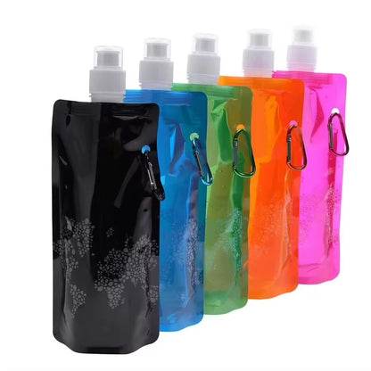 500ML Portable Ultralight Foldable Silicone Folding Water Bottle Water Bag Outdoor Sport Supplies Hiking Camping Soft Flask Bag