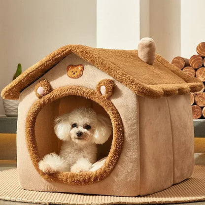 Cozy Foldable Dog House Bed Mat - Perfect Winter Retreat for Small to Medium Dogs and Cats