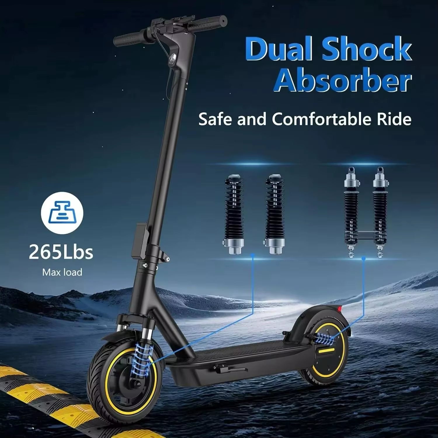 LPMAX 10" Tires Folding Electric Scooter 22MPH Max Speed 500W 14.5AH 28Miles Long Range Dual Shock Absorber Escooter