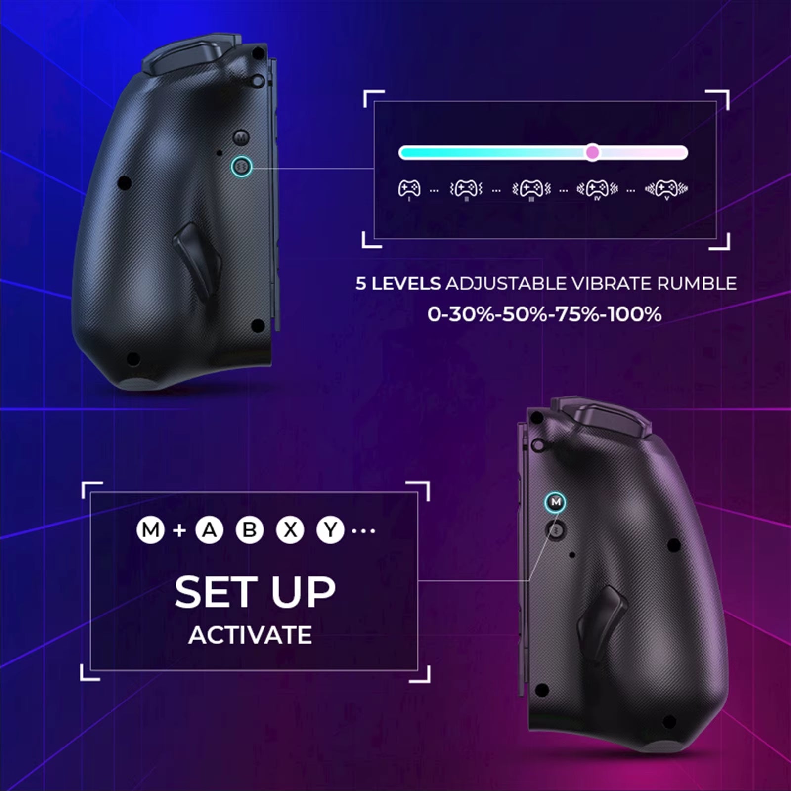 Hyperion Ergonomic Design Wireless Game Controller Black Gamepad with RGB Lights for Nintendo Switch