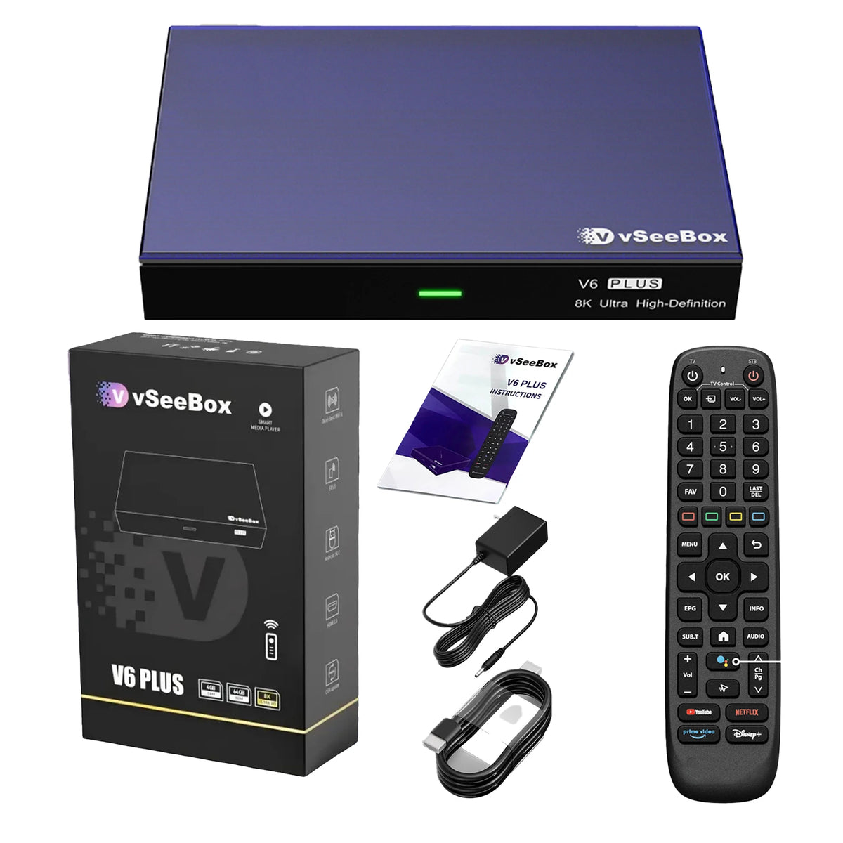 2026 Vseebox V6 Plus with Voice Control, 8K HD, Wi-Fi 6, and Simple Setup