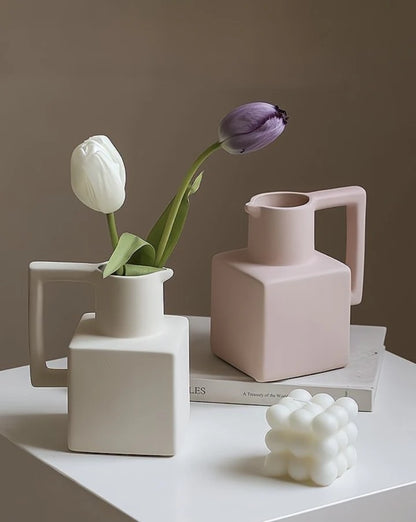 Handmade Ceramic Jug Pitcher Vase - Modern and Unique Decorative Centerpiece Vase