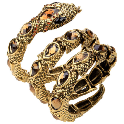 YACQ Stretch Snake Bracelet Armlet Upper Arm Cuff Women Punk Rock Crystal Bangle Jewelry Gold Silver Color Dropshipping A32