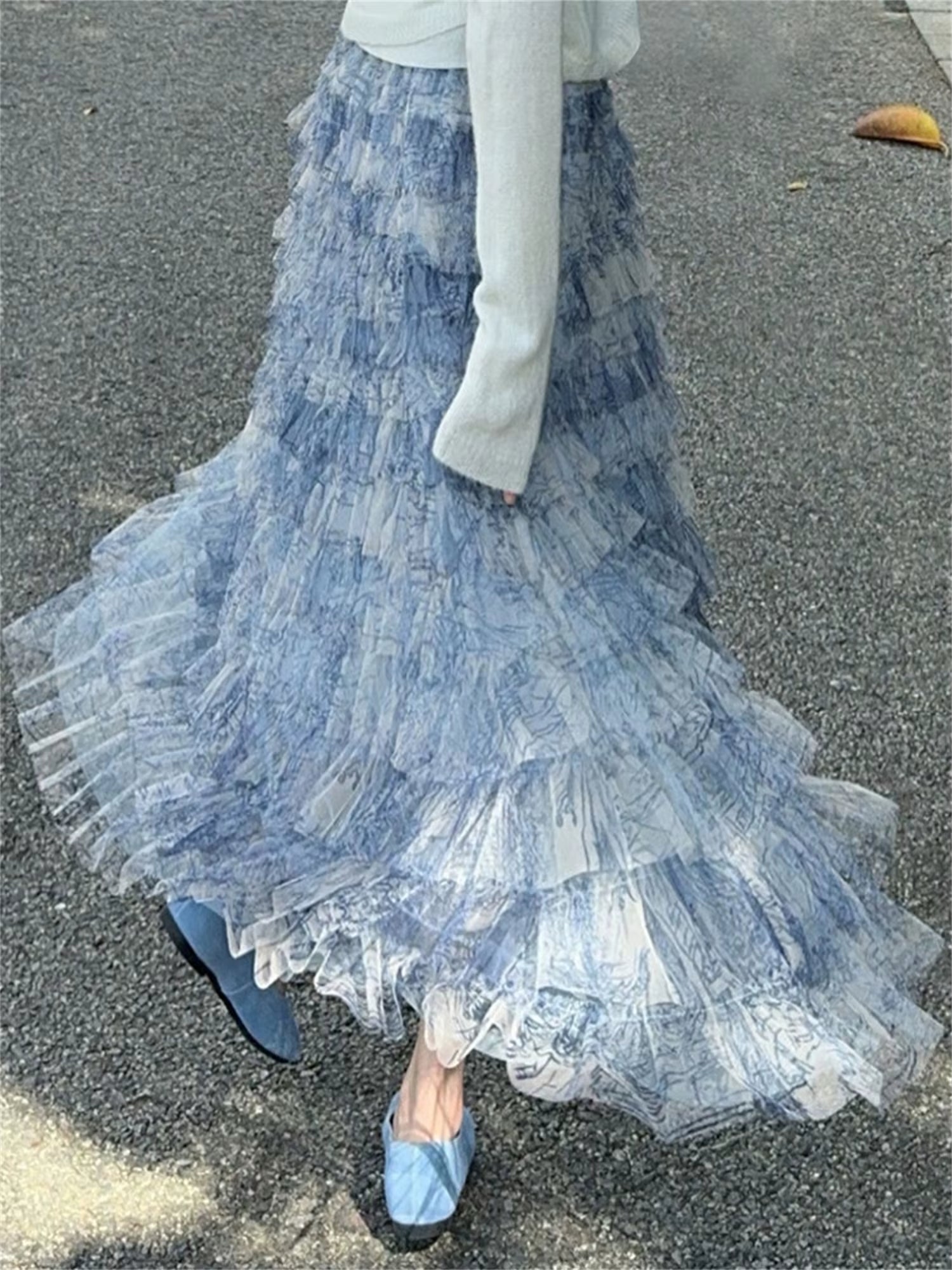 Elegant Floral Lace Maxi Skirt with High Waistband and Flowy Layers for Wedding Party Evening Prom Beachwear