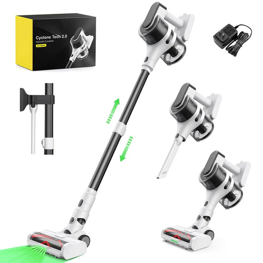  Cordless 20Kpa Handheld Vacuum Cleaner Powerful Brushless Suction with Green LED Floor Brush Light