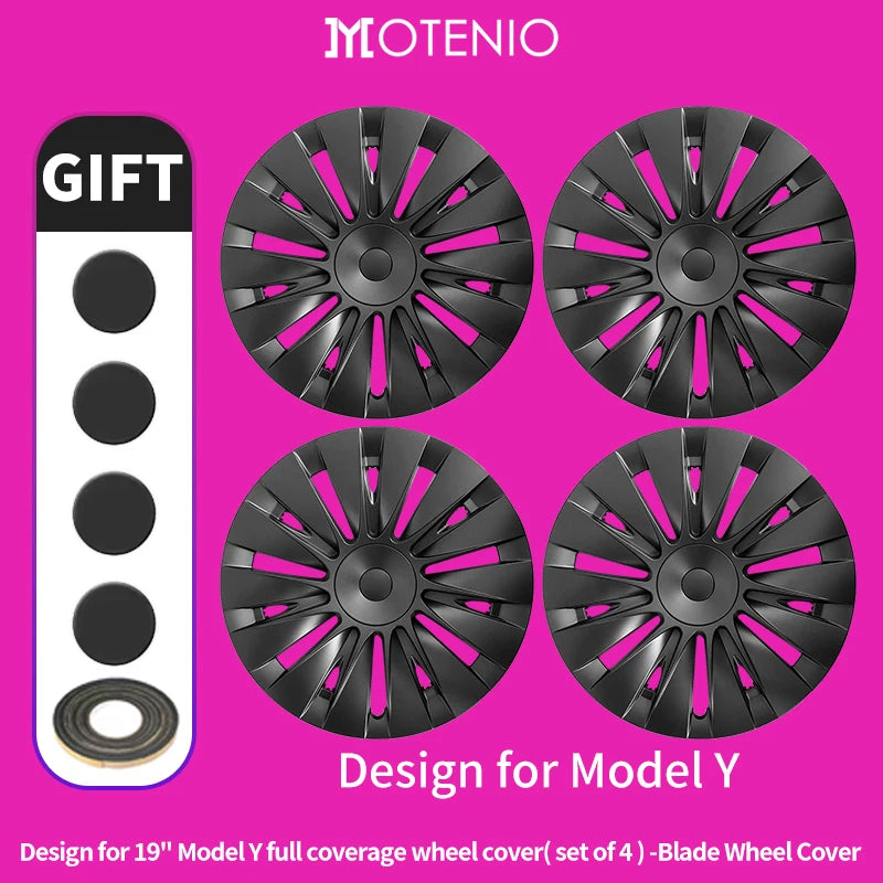 4-Piece Wheel Cap Set for Tesla Model Y (2020-2024) 19-Inch Hubcap Replacement Accessories