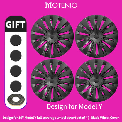 4-Piece Wheel Cap Set for Tesla Model Y (2020-2024) 19-Inch Hubcap Replacement Accessories