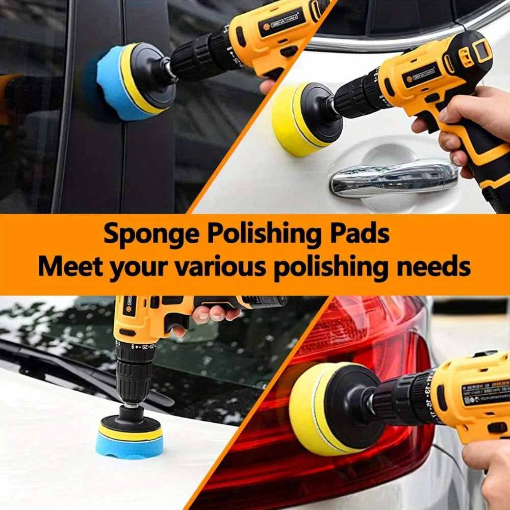 Car Detailing Tool Set: Scrubber Drill, Detailing Brushes, Air Conditioner Vent Cleaner, Towel, and Polisher