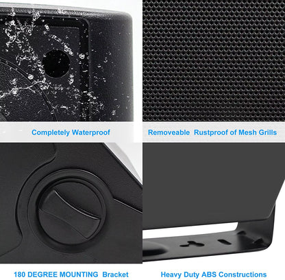 5.25'' 300W Indoor Outdoor Waterproof Dual Speakers Home Theater Wall Mount System for Garage Basement Living Room Black