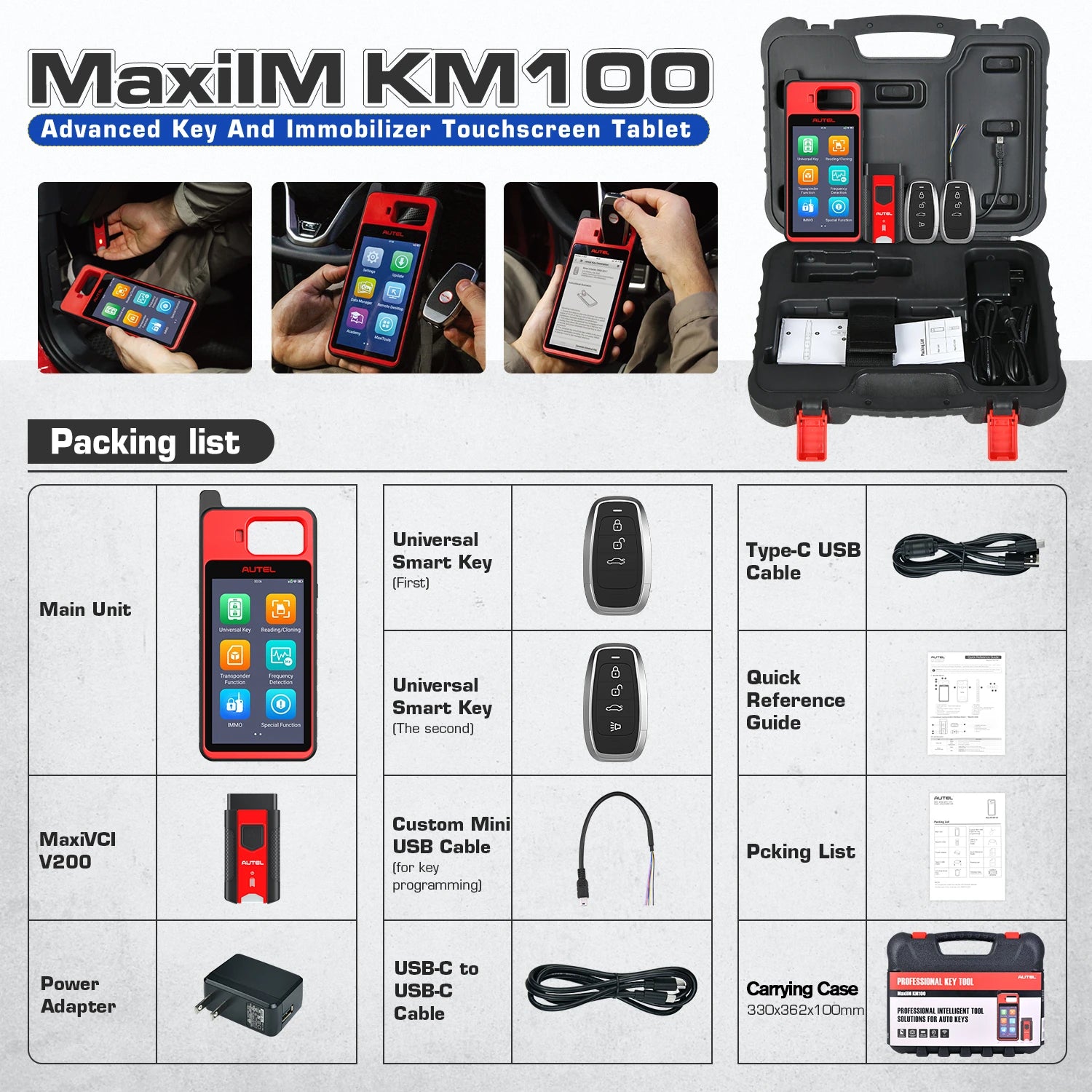 Autel Maxiim KM100 Key Fob Programmer Immobilizer Tool Key Creation IMMO Learning Chip Read Cloning Frequency