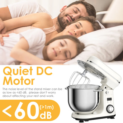 Biolomix Professional Kitchen Stand Mixer with Quiet Motor, 6-Speed Settings, 1200W Power, 6L Capacity, and Cream Egg Whisk Attachment