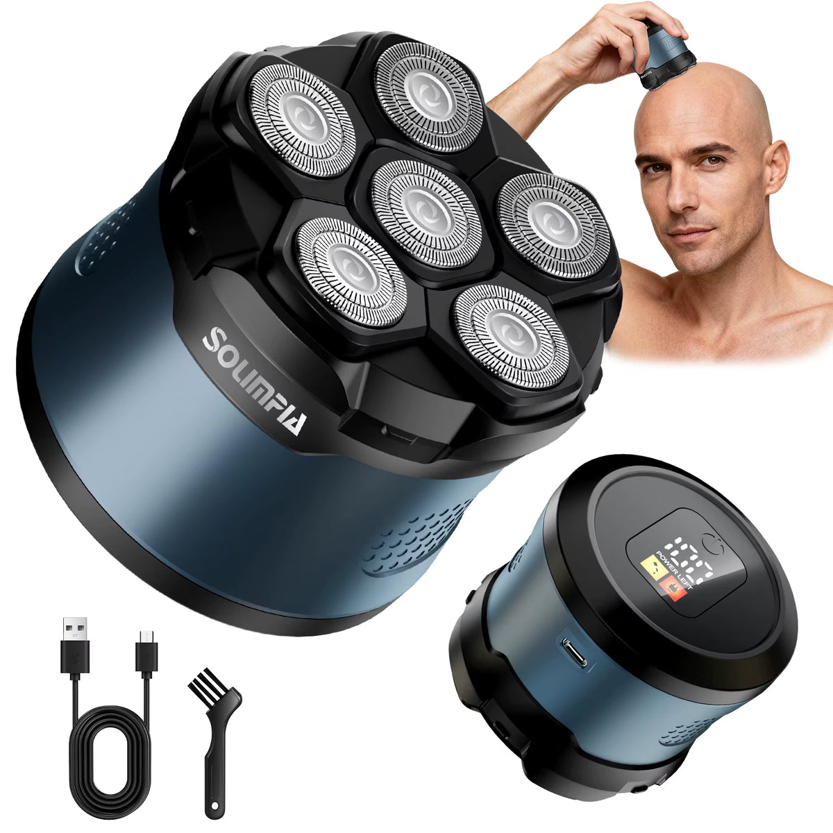Solimpia 6D Magnetic Electric Razor for Men - High-Speed Hypoallergenic Head Shaver for Effortless Bald Shaving