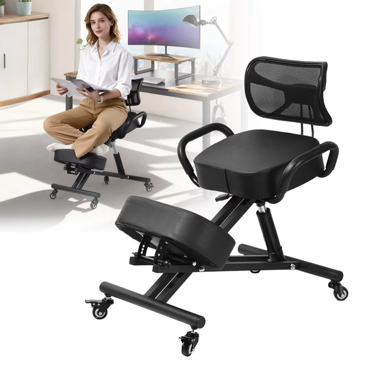 Height Adjustable Kneeling Chair with Back Support for Adults and Children