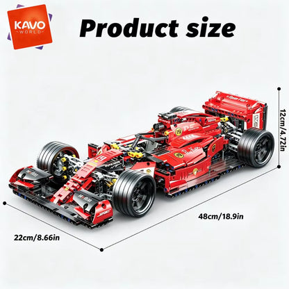 KAVOWORLD 1:10 Scale Large Sports Racing Car Building Blocks Set - 1137 Pieces MOC Formula DIY Assembly Model with Damping Suspension and Rotatable Tires, STEM Educational Toy for Desktop Display and Gift Giving for Friends and Family on Birthdays and Christmas