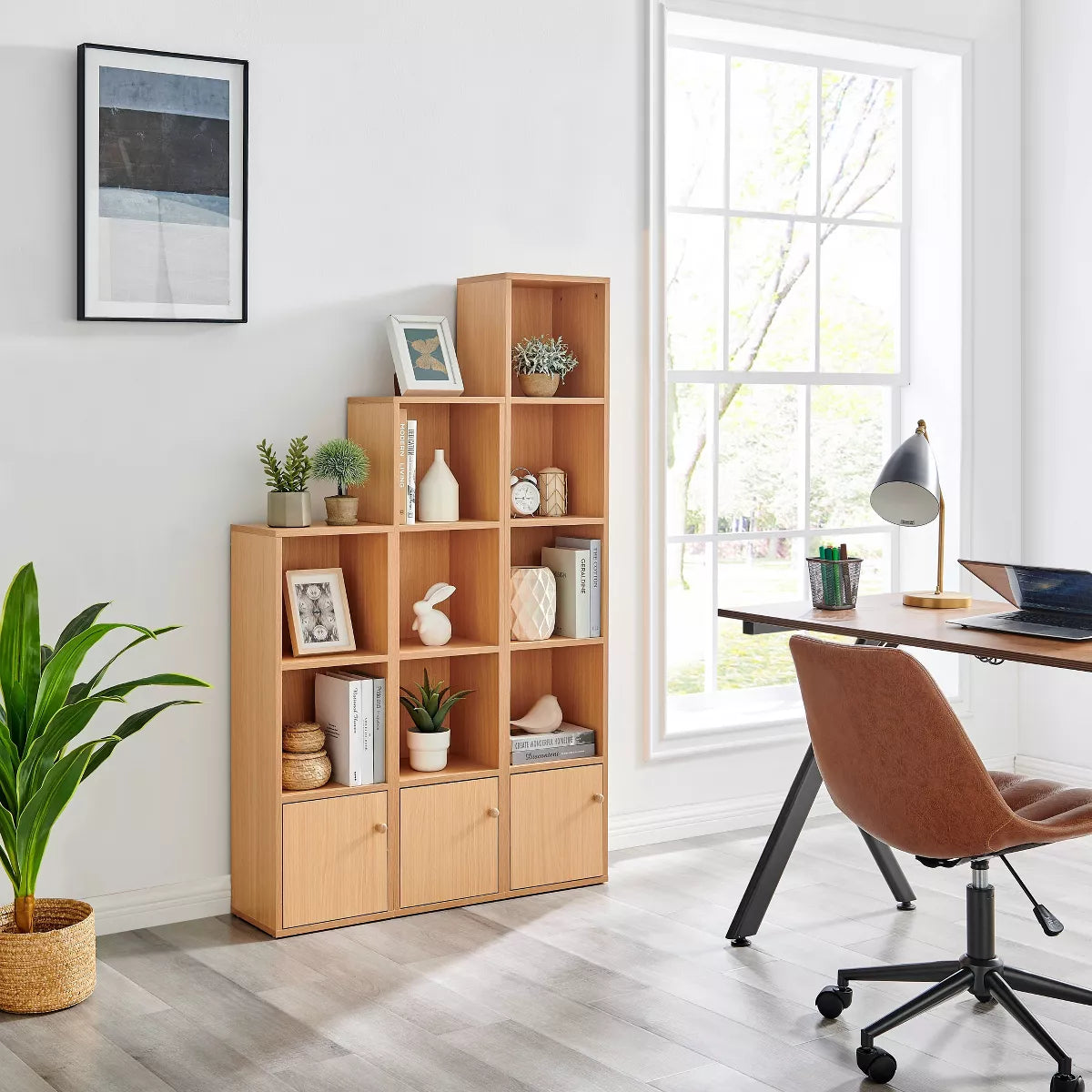 59" Set of 3 Slim Cube Shelf Unit Towers