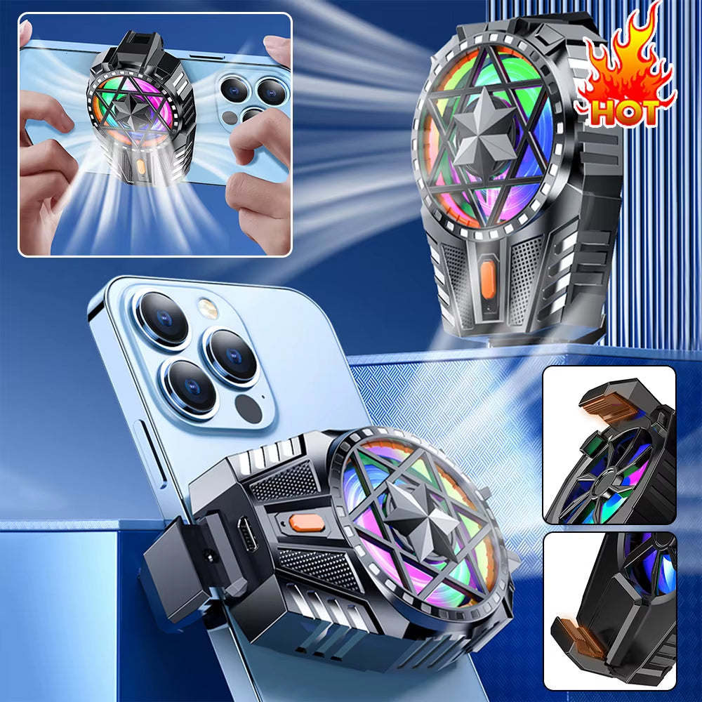 Rechargeable Mobile Phone Game Cooler with Adjustable 3-Speed Back-Clip Fan for Smartphones and Tablets