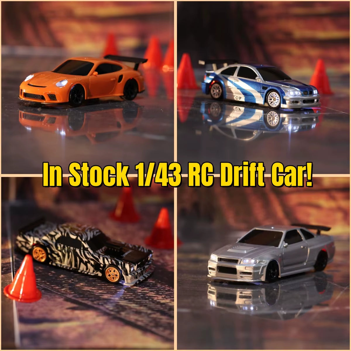 US Stock RC Drift Car 1/43 RTR Race 4WD Gyro Four-Wheel Drive Radio Control High Speed Model 2.4G Racing Drifting Cars Toy Model