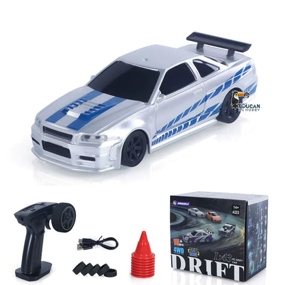 US Stock RC Drift Car 1/43 RTR Race 4WD Gyro Four-Wheel Drive Radio Control High Speed Model 2.4G Racing Drifting Cars Toy Model
