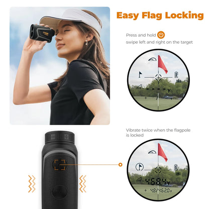 Precision Golf Rangefinder with 850 Yards Range and Slope Compensation Accurate Laser Distance Measuring Device Rechargeable Li-Ion Battery High Definition LCD Display Portable Golf Hunting Climbing Bird Watching