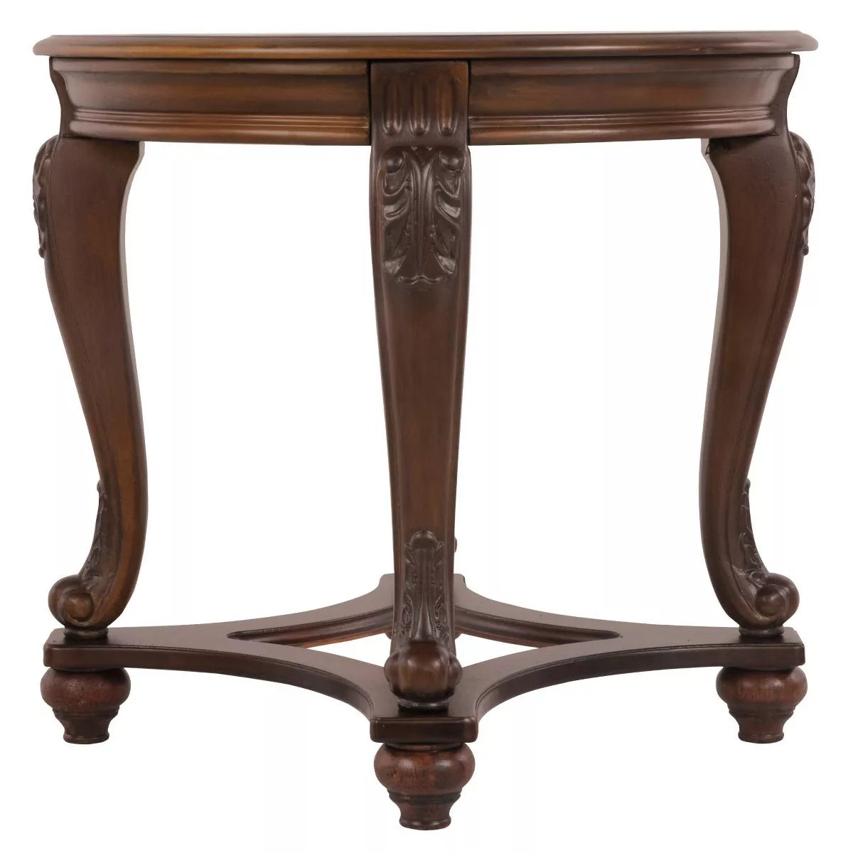 Norcastle End Table Dark Brown : Beveled Glass, Metal Accents, Wood Legs