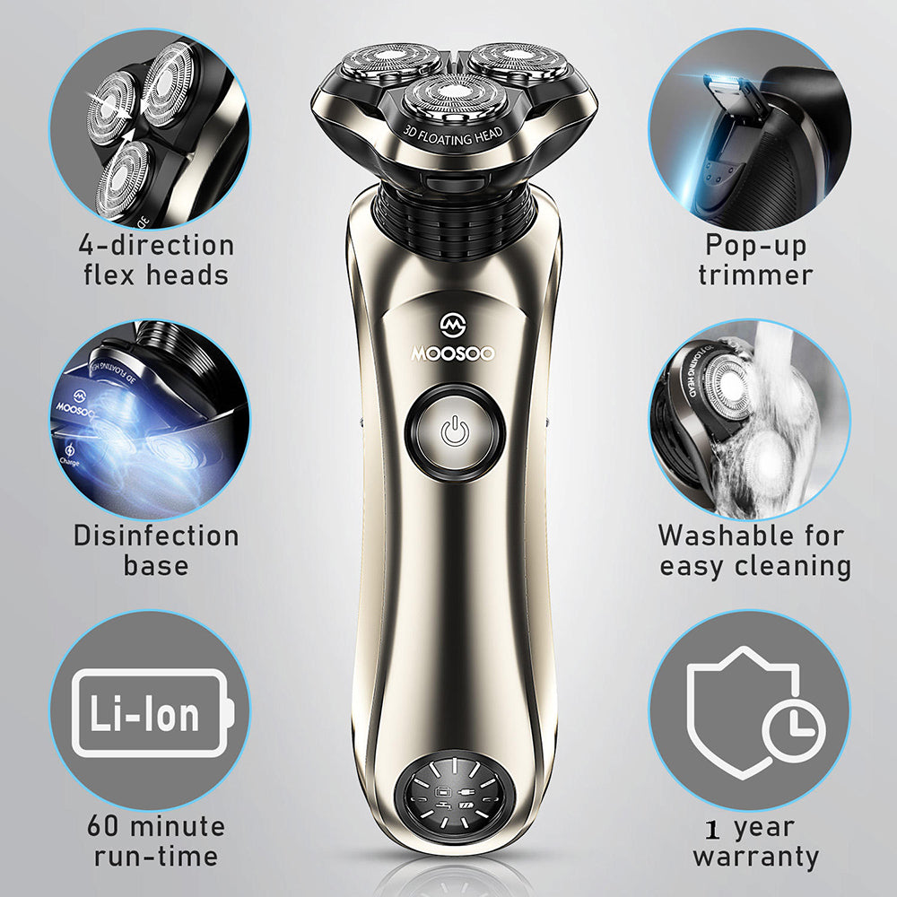 Shaver All-Round Floating Head Shaver Waterproof Rechargeable Men'S Electric Shaver Hair Clipper for Wet/Dry Use