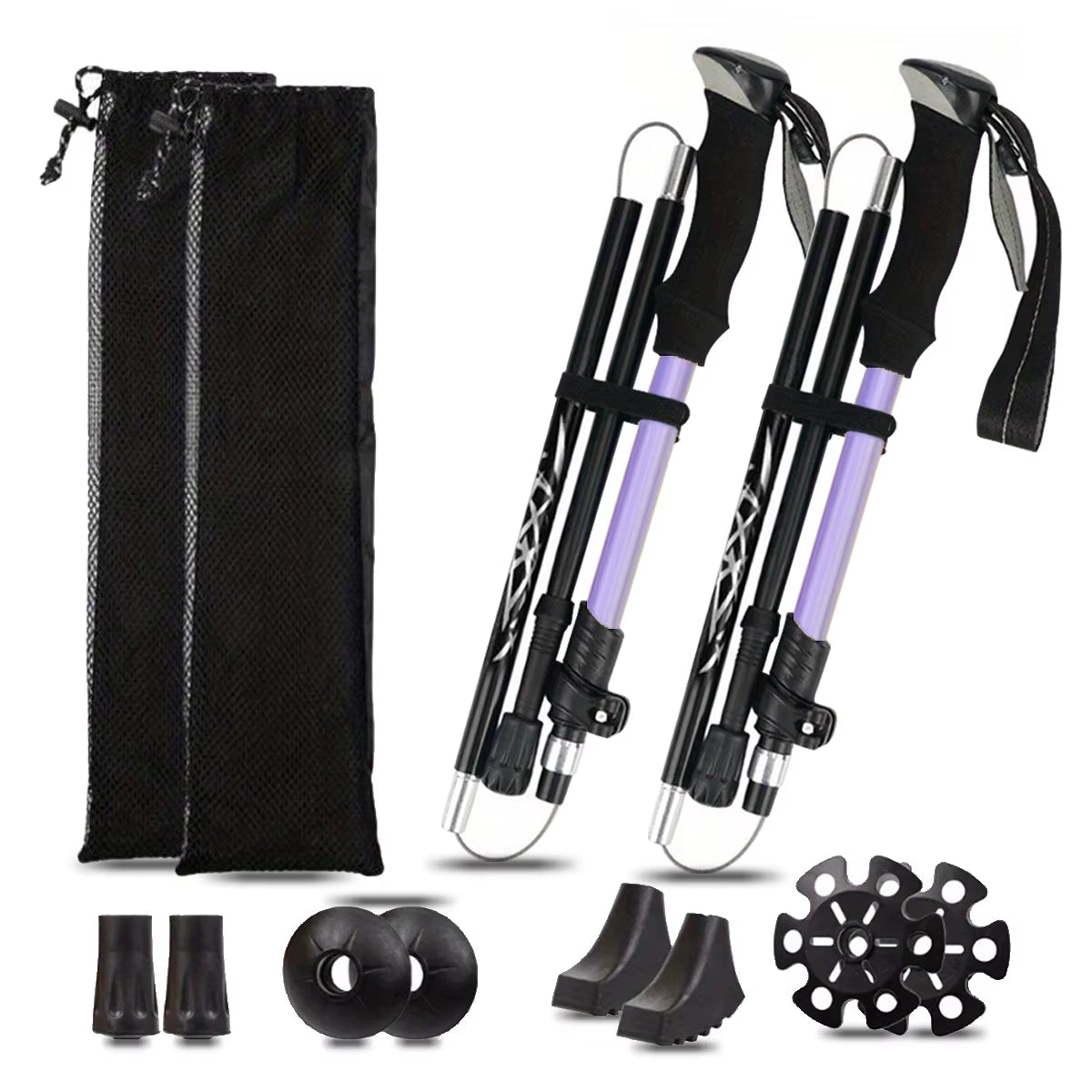 Ultralight Aluminum Alloy 5-Section Folding Trekking Pole for Hiking, Mountaineering, and Walking - Sturdy and Durable Design