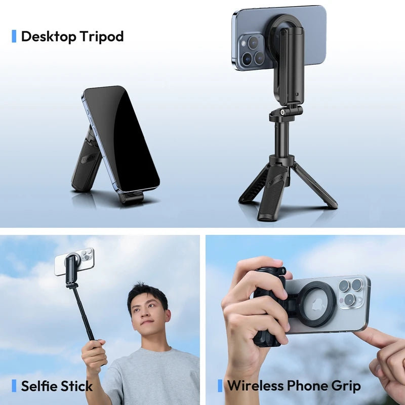 ​ JJ03 Magnetic Phone Tripod Wireless Phone Grip Selfie Stick Desktop Tripod for Iphone 16 15 14 13 Pro Pro Max