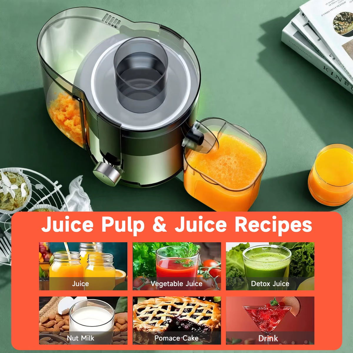 Professional High-Speed Juicer with 3-Inch Wide Mouth, Metal Body, 3-Speed Settings, Easy Cleaning, Detachable Design, High Juice Yield, and Adjustable Spout for Efficient Fruit and Vegetable Juicing