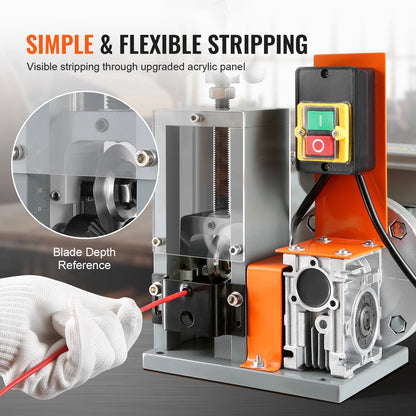 Succebuy Electric Wire Stripping Machine - 1.5-25mm Cable Stripper, 180W, 60Ft/Min, 3 Feeding Holes for Scrap Copper Recycling