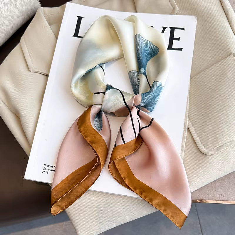 2025 New Fashion 70X70Cmprinted Women'S Scarf Pashmina Silk Scarf Square Shawl Decorative Headband Neck Luxury Design Bandana