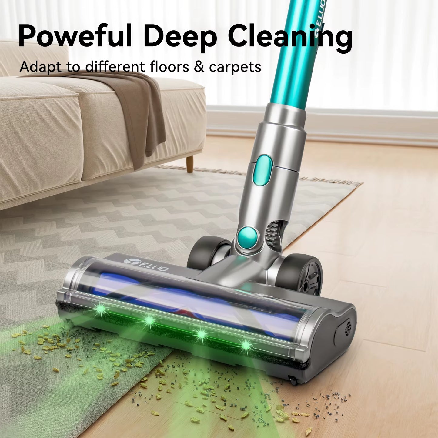 400W/≥28Kpa Cordless Vacuum Cleaner,Stick Vacuum with Touch Screen, Max 60 Mins Runtime,Wireless Vacuum Cleaners for Home, Anti-