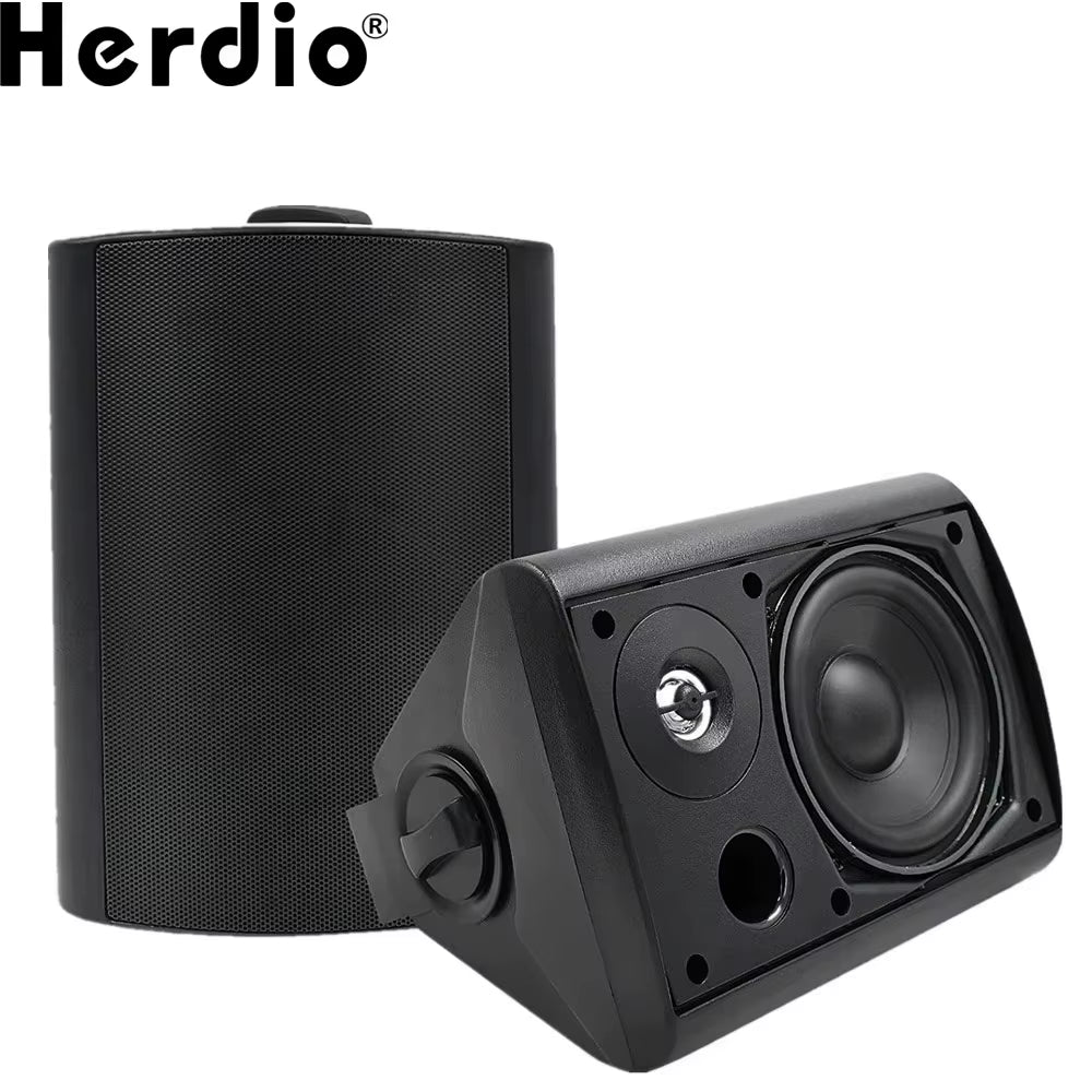 5.25'' 300W Indoor Outdoor Waterproof Dual Speakers Home Theater Wall Mount System for Garage Basement Living Room Black