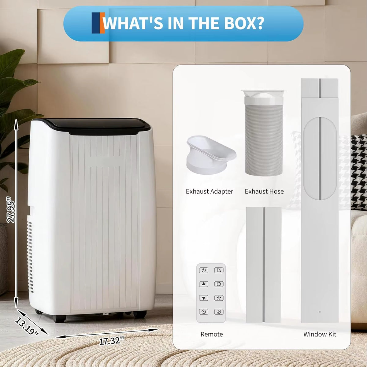 12000/14000 BTU Portable Air Conditioner, 3-In-1 AC Unit with Dehumidifier & Fan, Powerful Cooling for Large Rooms up to 550/700 Sq.Ft, Remote Control, White