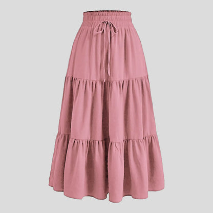 Women'S Boho Floral Print Skirt Vintage High Waist Maxi Skirts Summer Casual Loose Beach Skirt Elegant Ladies Flowy Ruffle Skirt