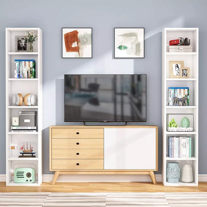 70.9" 6 Tier Narrow Bookshelf White