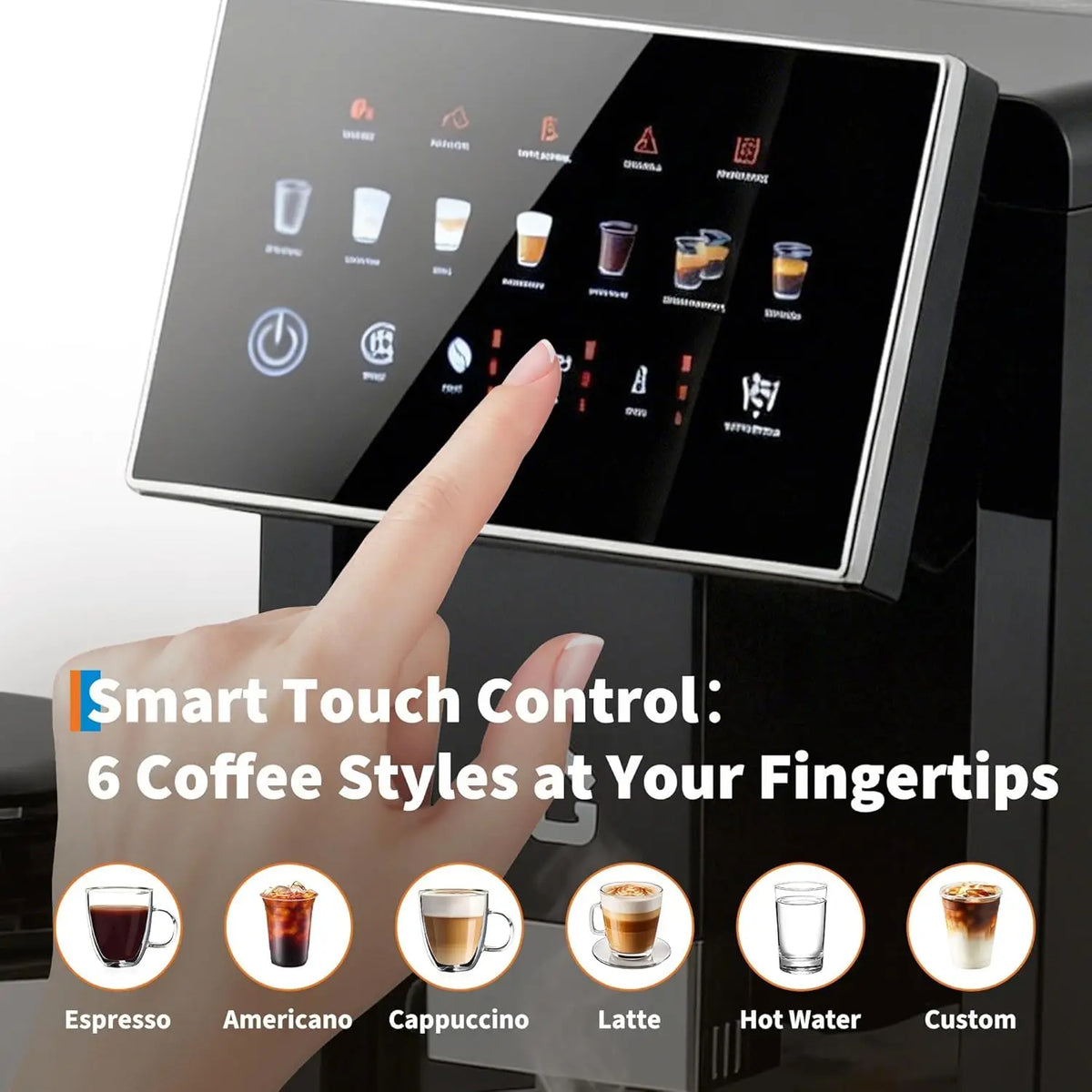 3rd Generation Espresso Coffee Maker with Integrated Milk Frother, Removable Brewer and Grinder, Adjustable Coarseness and Flavor, Detachable Milk Tank