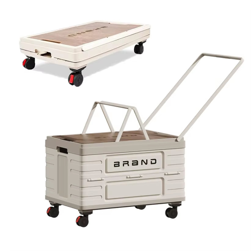 360° Rotating Foldable Storage Cart - Durable Mobile Organizer with 4 Silent Wheels for Versatile Camping Use