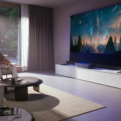 [EU Direct]Ultimea Thor T60 4K Triple Laser Projector 4000 ANSI Lumens UHD Resolution Google Assistant HDR10 4000:1 Contrast Video Projector Built-In AI Image Engine Dolby Atmos 100% RGB MEMC 3D Movies Home Theater Projectors with Remote Control