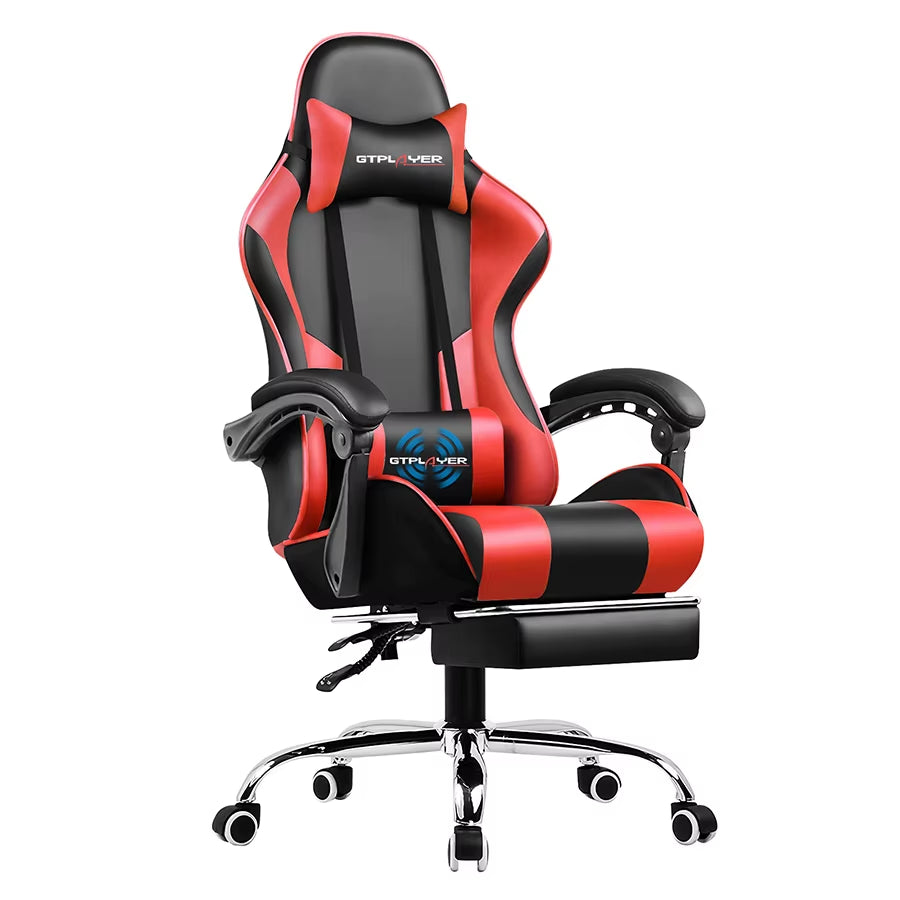 Gaming Chair with Footrest, Lumbar Support, Adjustable Height, Swivel Seat, Headrest for Office or Gaming