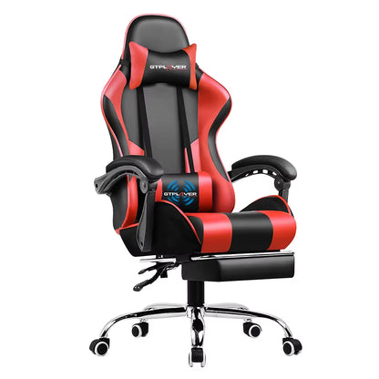 Gaming Chair with Footrest, Lumbar Support, Adjustable Height, Swivel Seat, Headrest for Office or Gaming
