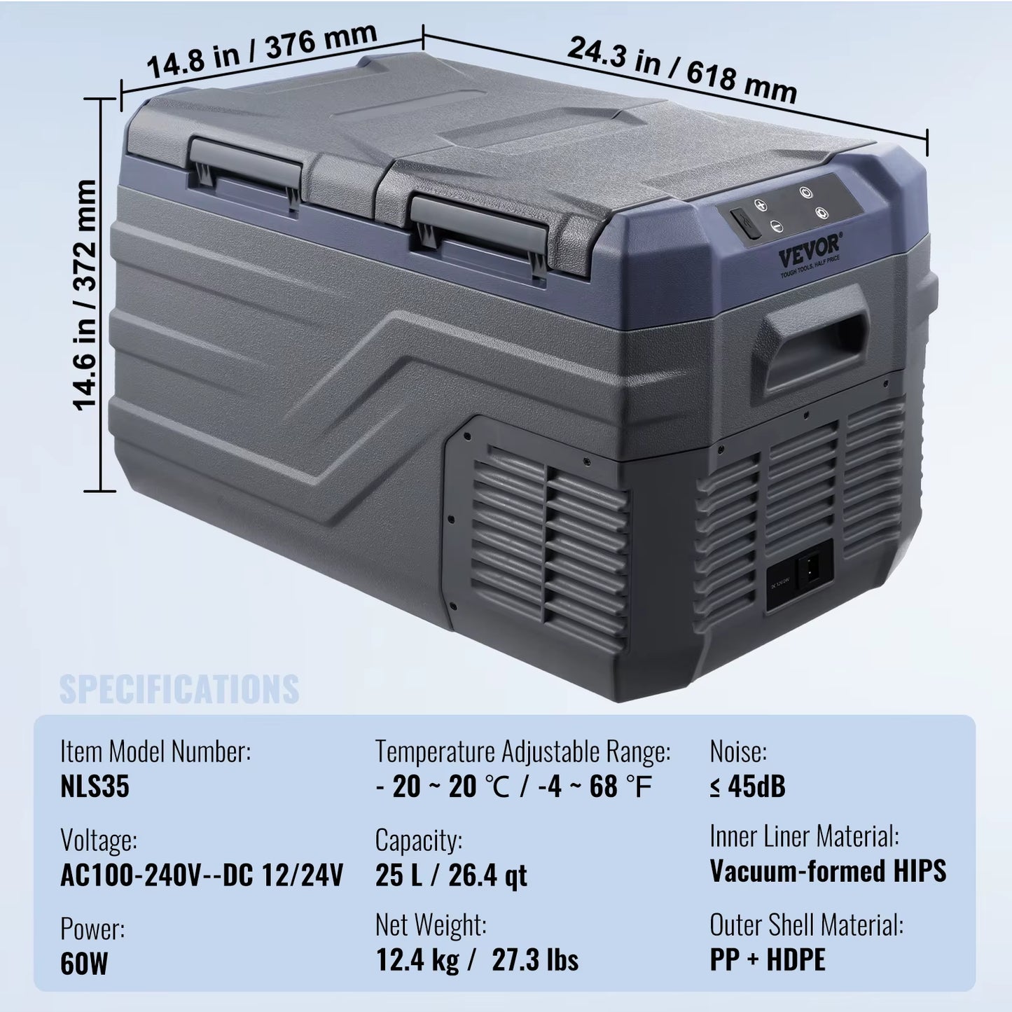 Succebuy Car Refrigerator 12 Volt Car Refrigerator Fridge 40 L Dual Zone -4℉-68℉12/24V DC 100-240V AC for Outdoor Camping RV