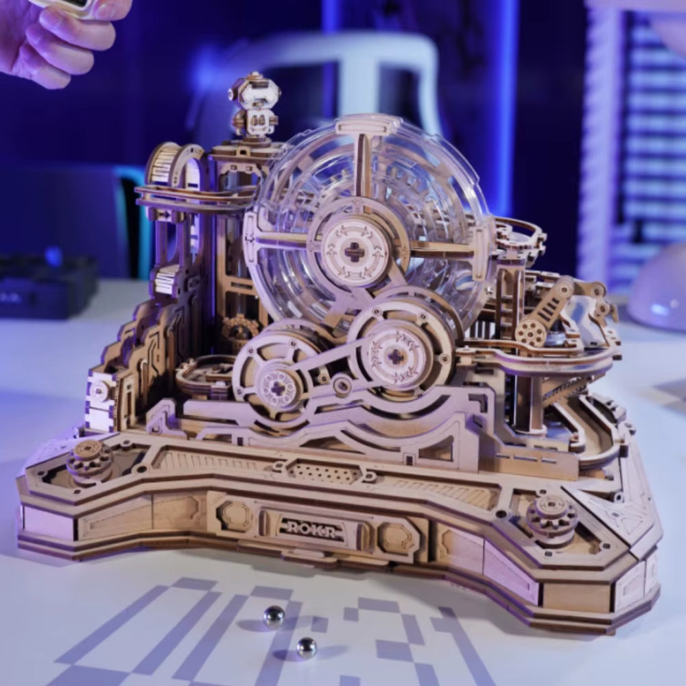 Robotime Rokr 3D Wooden Pinball Model Kit - Gear Ball Challenge DIY Table Game for Men and Women