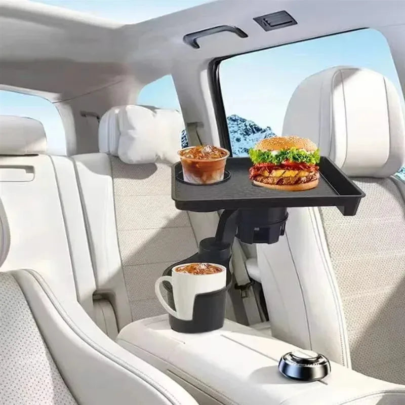 Premium Universal Car Cup Holder Tray - 360° Rotating Adjustable Dual Cup Organizer
