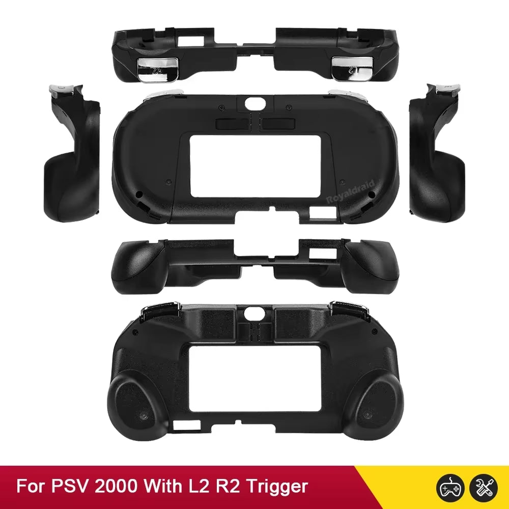Gamepad Hand Grip Joystick Stand Shell Case Protect with L2 R2 Trigger Button for PS VITA 2000 PSV 2000 Slim + Front L2 R2 Kits