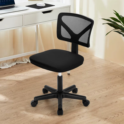 Mesh with Lumbar Support Armless Office Chair Low Back with Wheels Adjustable Height 360° Rolling Swivel Computer Chair