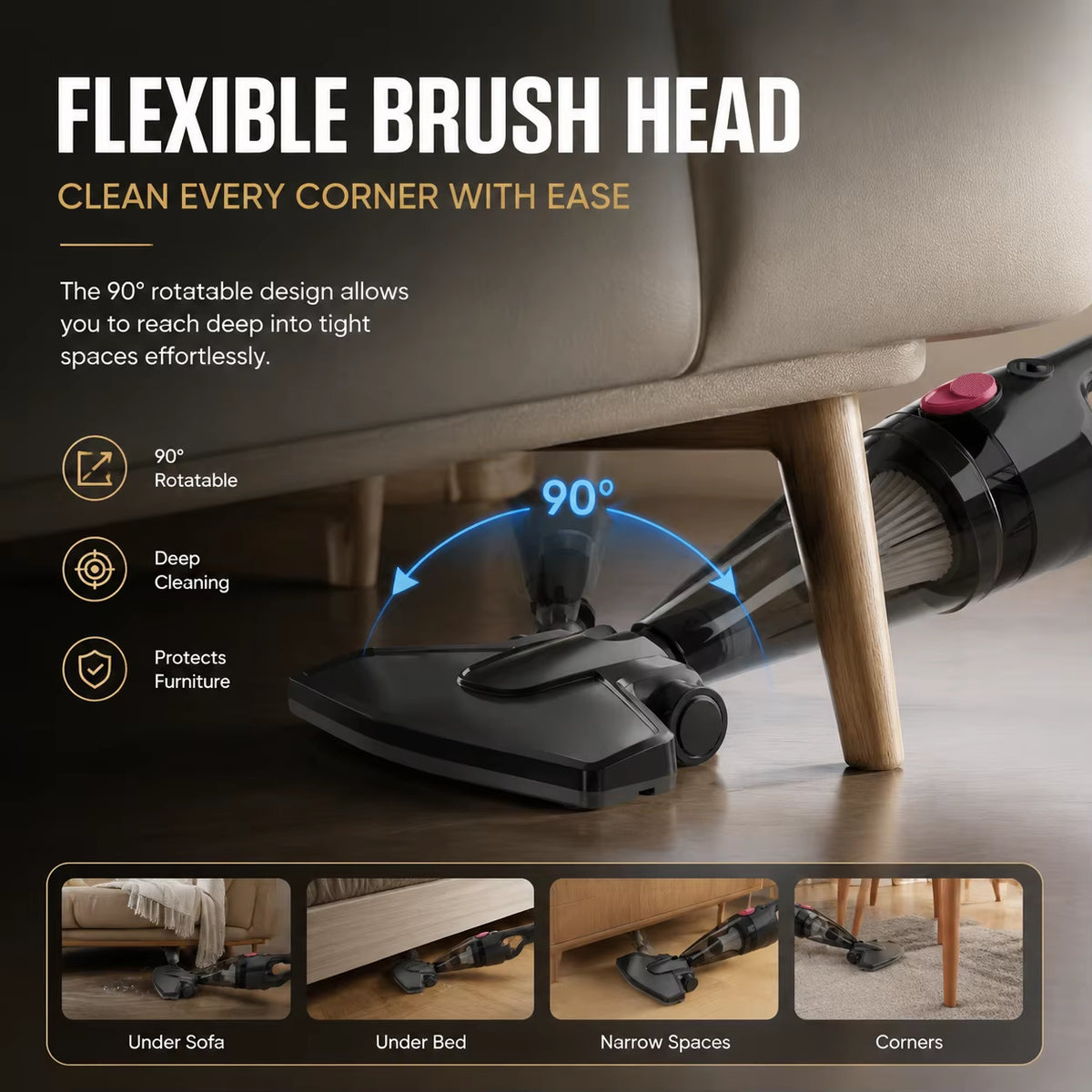 PBHPBH Corded Vacuum Cleaner with 26Kpa Strong Suction and 5-Meter Cord Length, Ideal for Home Environments and Pet Hair Removal, Includes Crevice Tool for Easy Corner Cleaning